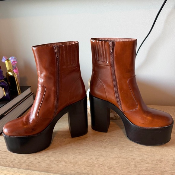 Jeffrey Campbell Brown Leather Platform Boots - Picture 5 of 7